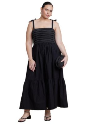 Women's Plus Size Smocked Bodice Maxi Dress