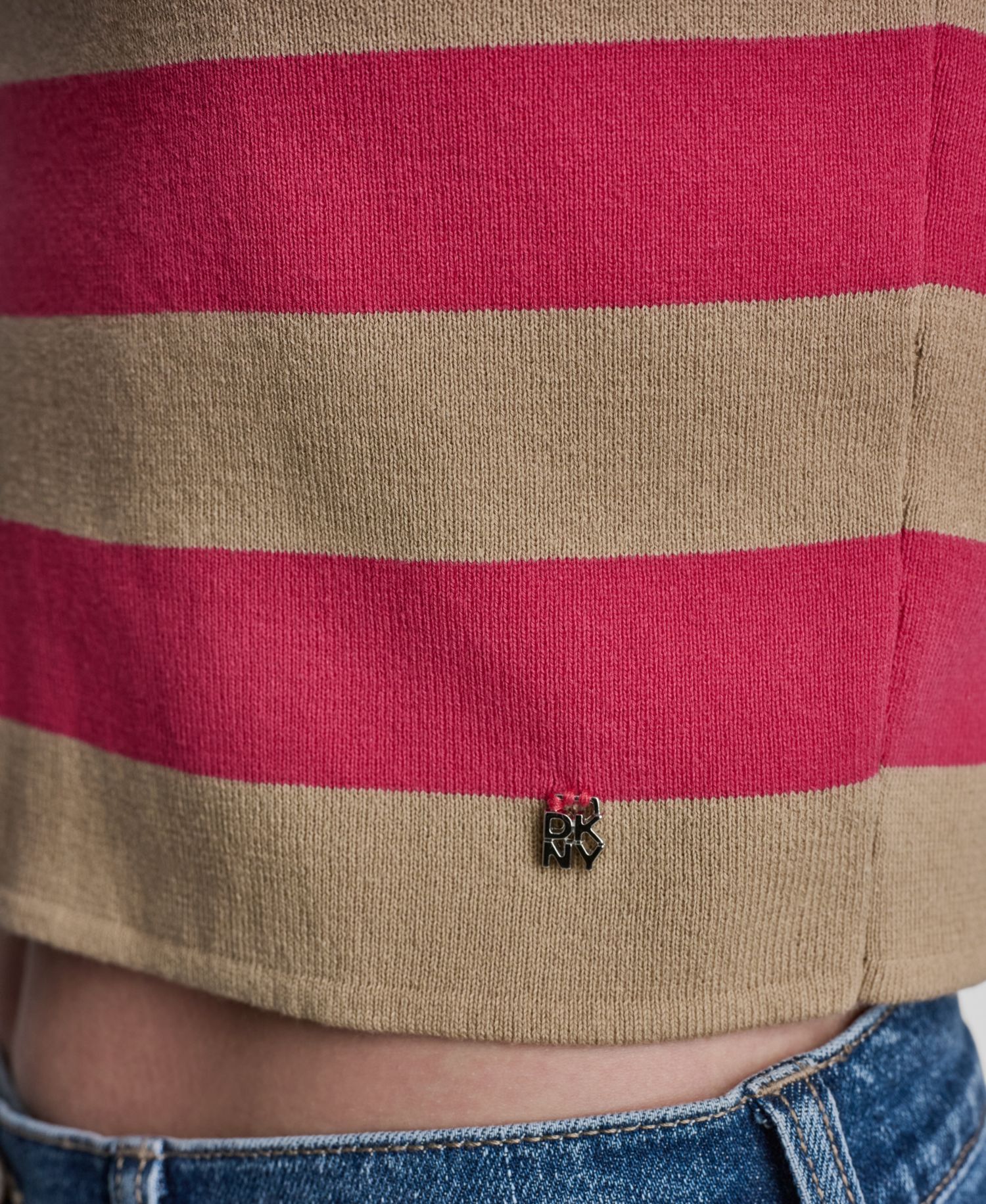 Women's Striped Sleeveless Polo Sweater