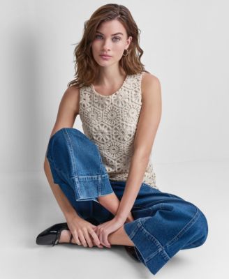DKNY Jeans Women's Sleeveless Crochet Knit Tank Top - Macy's