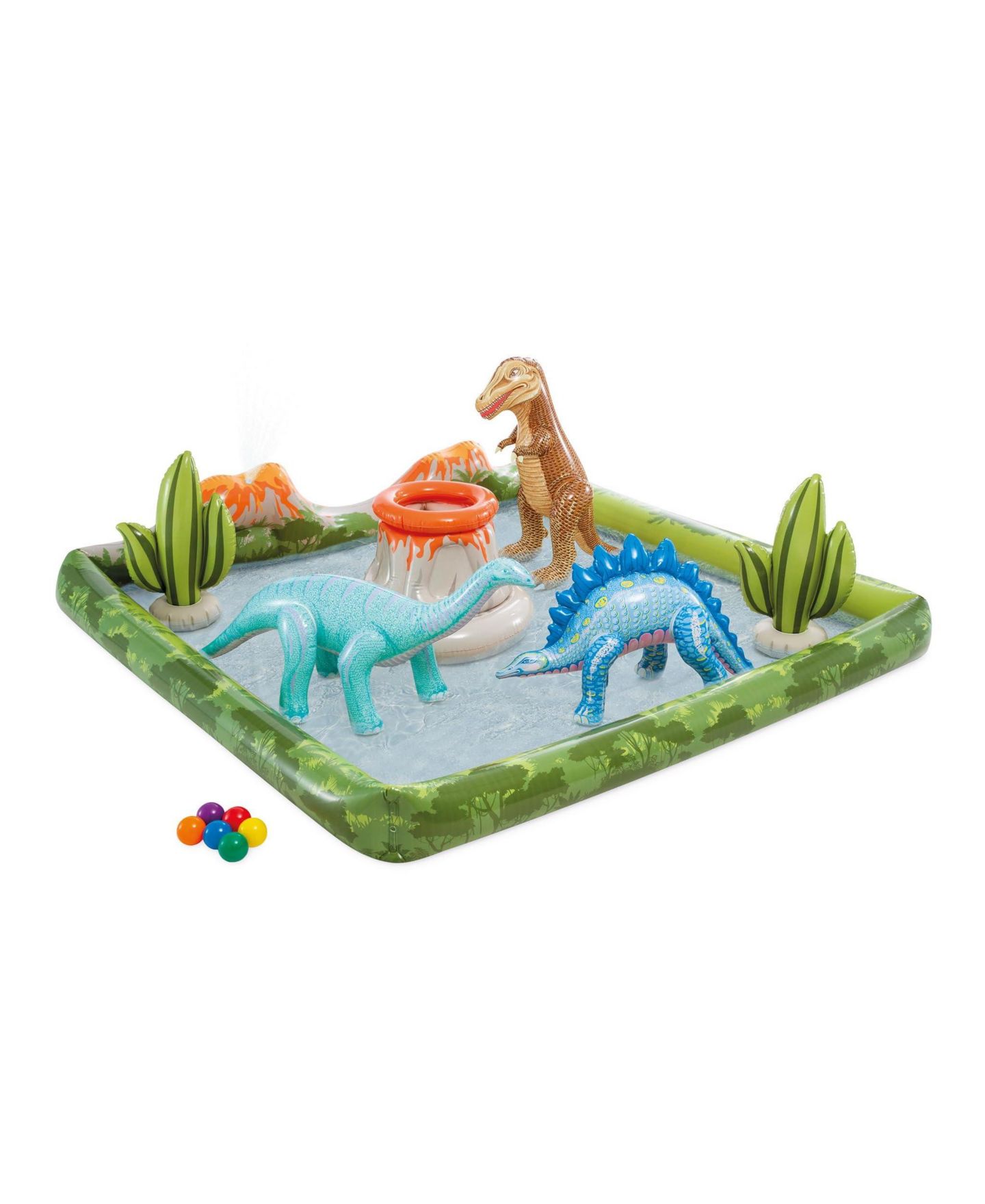 Детские игрушки GNUADZ Jurassic Adventure Inflatable Kiddie Pool Slide Sprayer Dinosaurs, цвет: Разноцветный — фото 2
