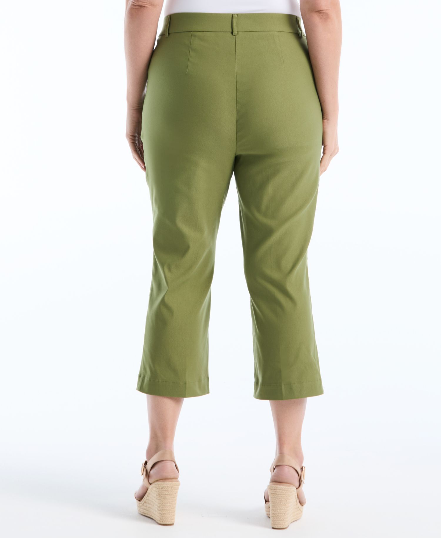 Plus Size Porkchop Pocket Kick Flare Capri Pants
