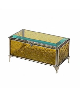 Vintage Glass Keepsake Box Hinged Lid Transparent Storage Display Home Decor