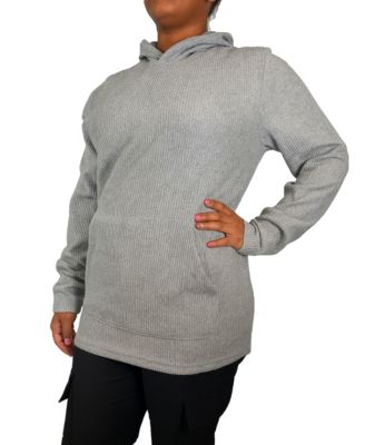 Women's Loose Fit Waffle Knit Thermal Pullover Hoodie
