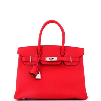 Birkin 30 Handbag Red Epsom with Palladium Hardware