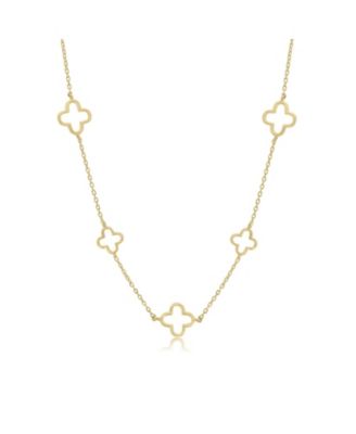 Alternating Open Clover Necklace 14K Gold-Plated Sterling Silver