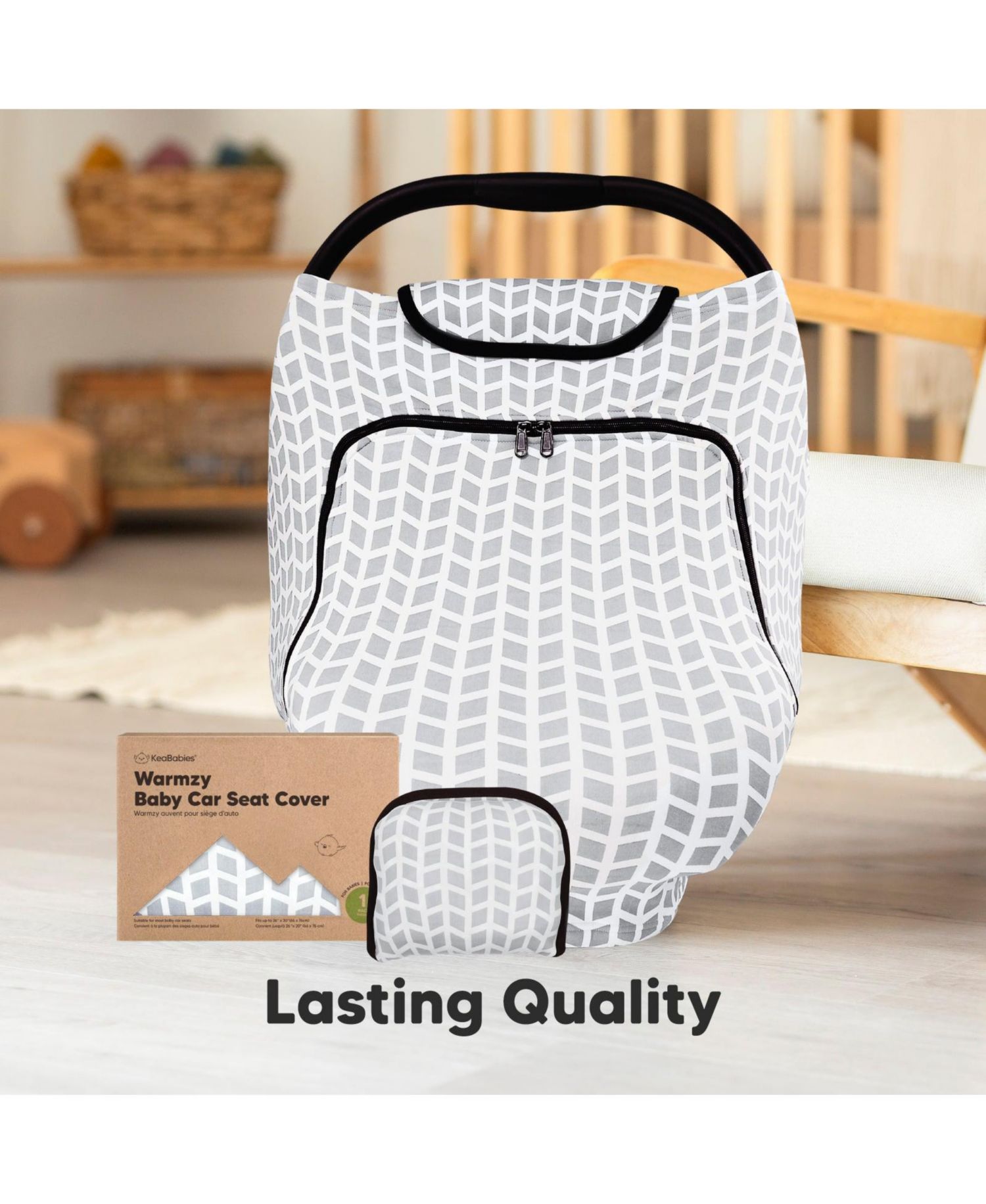 Warmzy Baby Car Seat Cover, Universal Stretch Fit Infant Carseat Covers for Babies, Winter Carseat Canopy