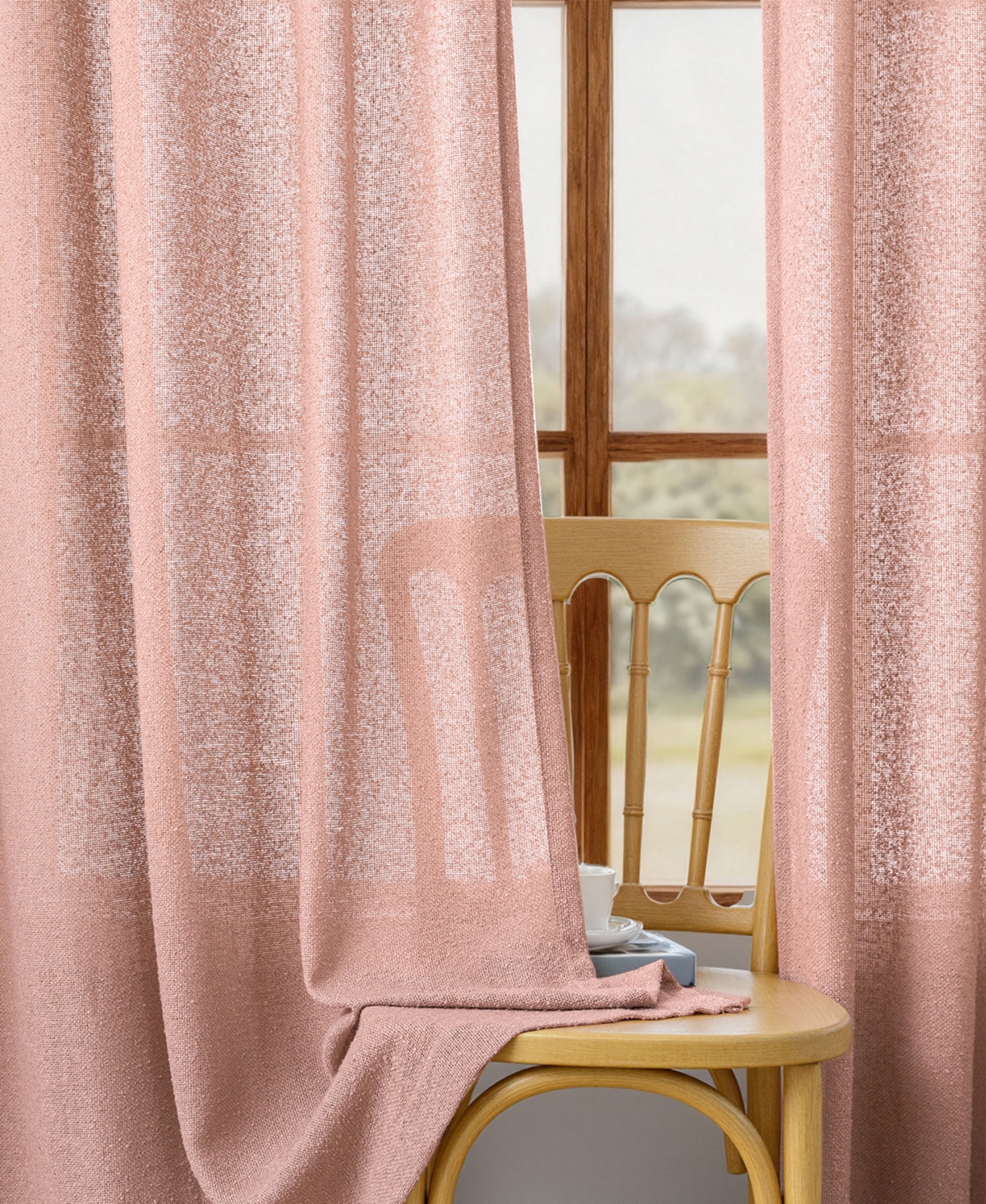 Boucle Light Filtering Back Tab Single Curtain Panel, 52"X96"