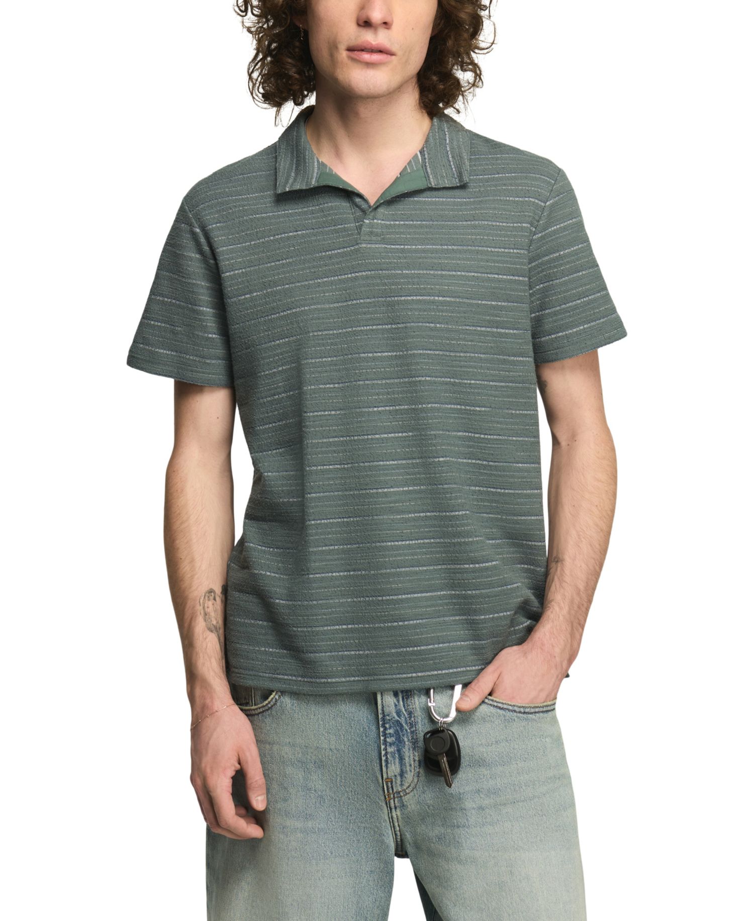 Men's Jacquard Striped Polo Shirt