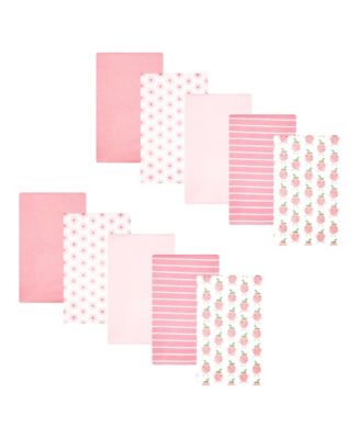 Girl Cotton Poly Flannel Burp Cloths 10-Pack, Happy Strawberries, One Size