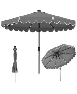 Outdoor Solar Umbrella with 24 LED Lights Patio Canopy