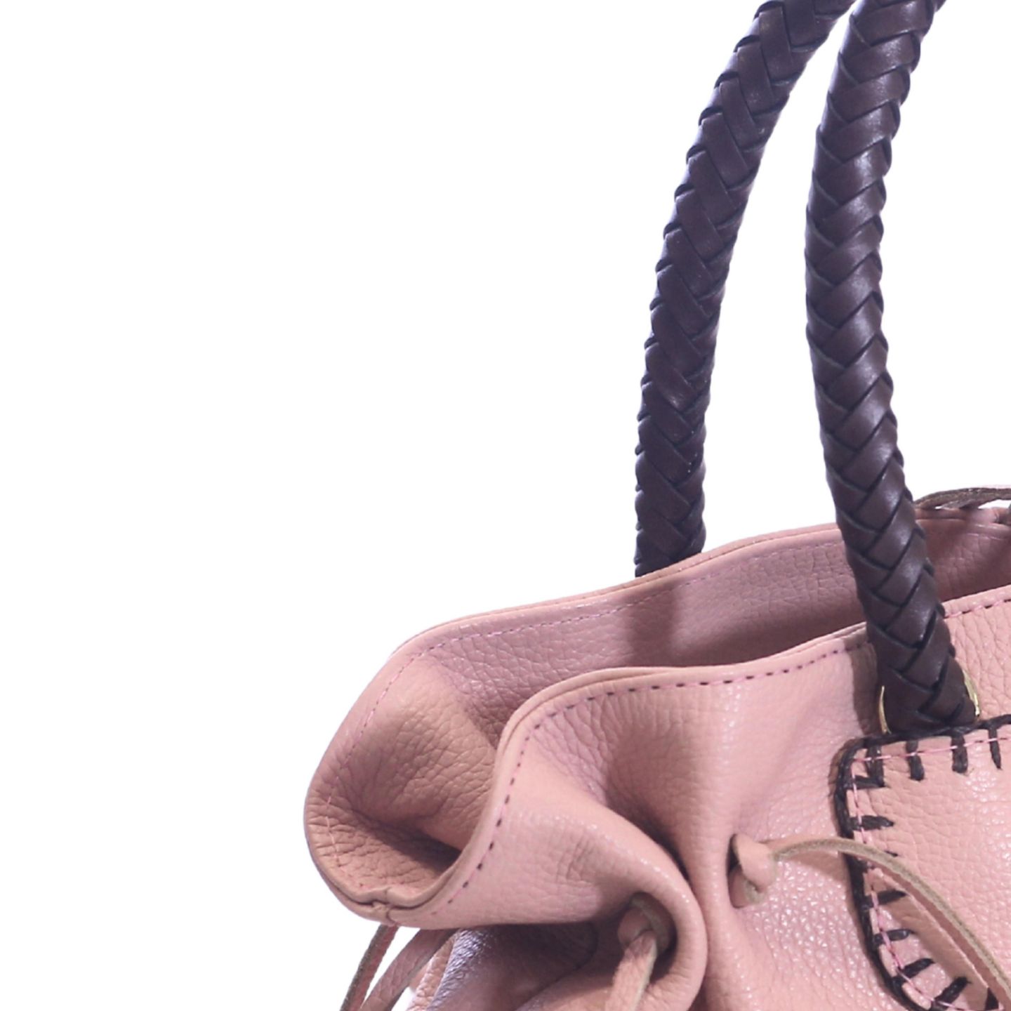 Женская сумка Carlos Falchi Mini Satchel Leather, цвет: Пыльный розовый — фото 7