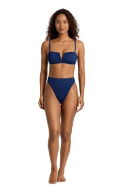 Women's Blue Saturn Shirred Underwire Bralette Swimsuit Top