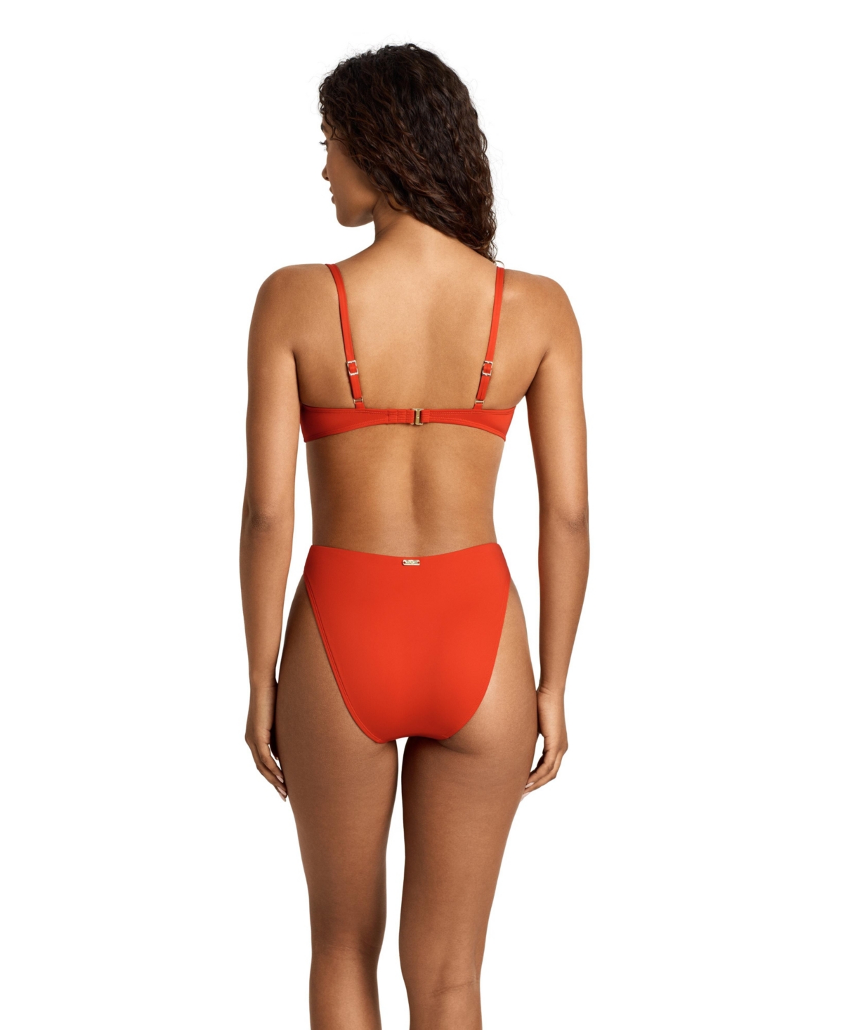 Lauren Ralph Lauren Women's Sunburst Orange High Leg Modern Coverage Swim Brief