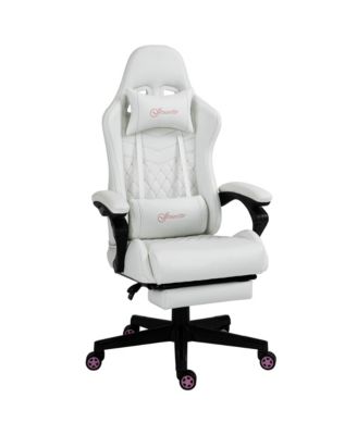 Racing Gaming Chair Diamond PU Leather High Back Swivel Recliner with Footrest