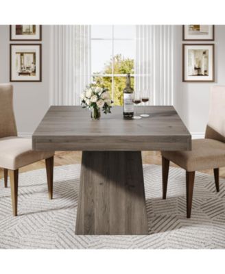 Square Dining Table for 4, Kitchen Table Small Dinner Table with Sturdy Pedestal Base, Farmhouse Dining Room Table