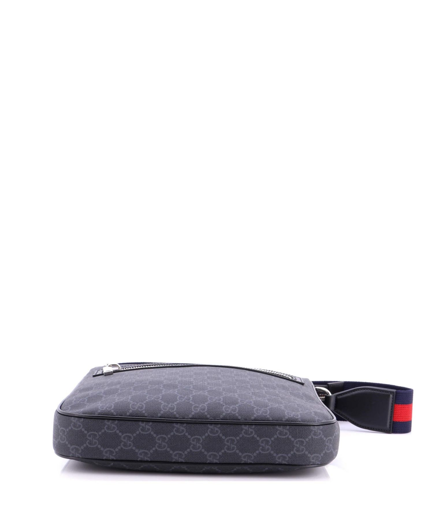 Medium Web Strap Front Zip Messenger Bag GG Coated Canvas