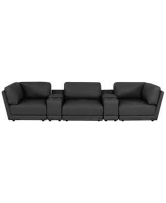 Versa 5-Piece Leather Sofa with 2 Consoles