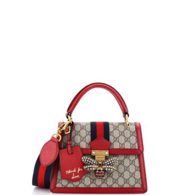 Small Queen Margaret Top Handle Bag GG Coated Canvas with Leather