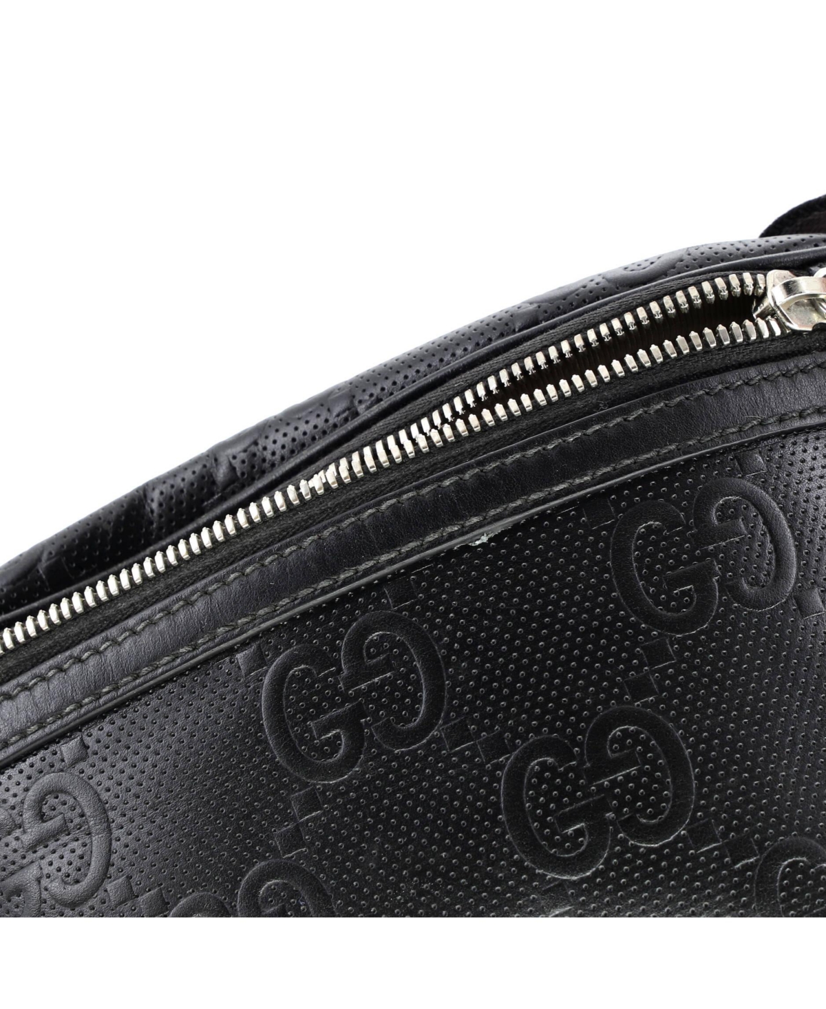 Pre-Owned Gucci Small Belt Bag Gg Embossed Perforated Leather