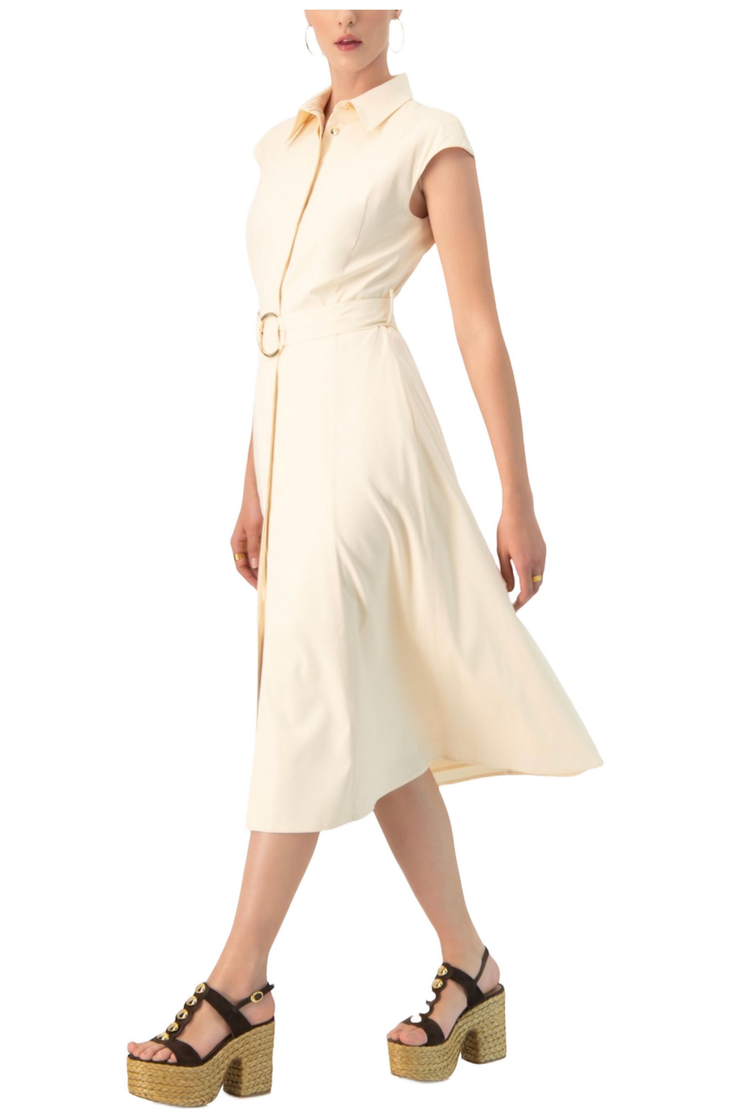 Women's Midi Wide Shirt Dress