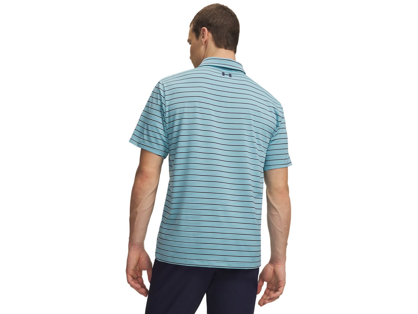 Мужское поло Under Armour Matchplay Stripe Polo Shirt, цвет: Синий мглистый — фото 3