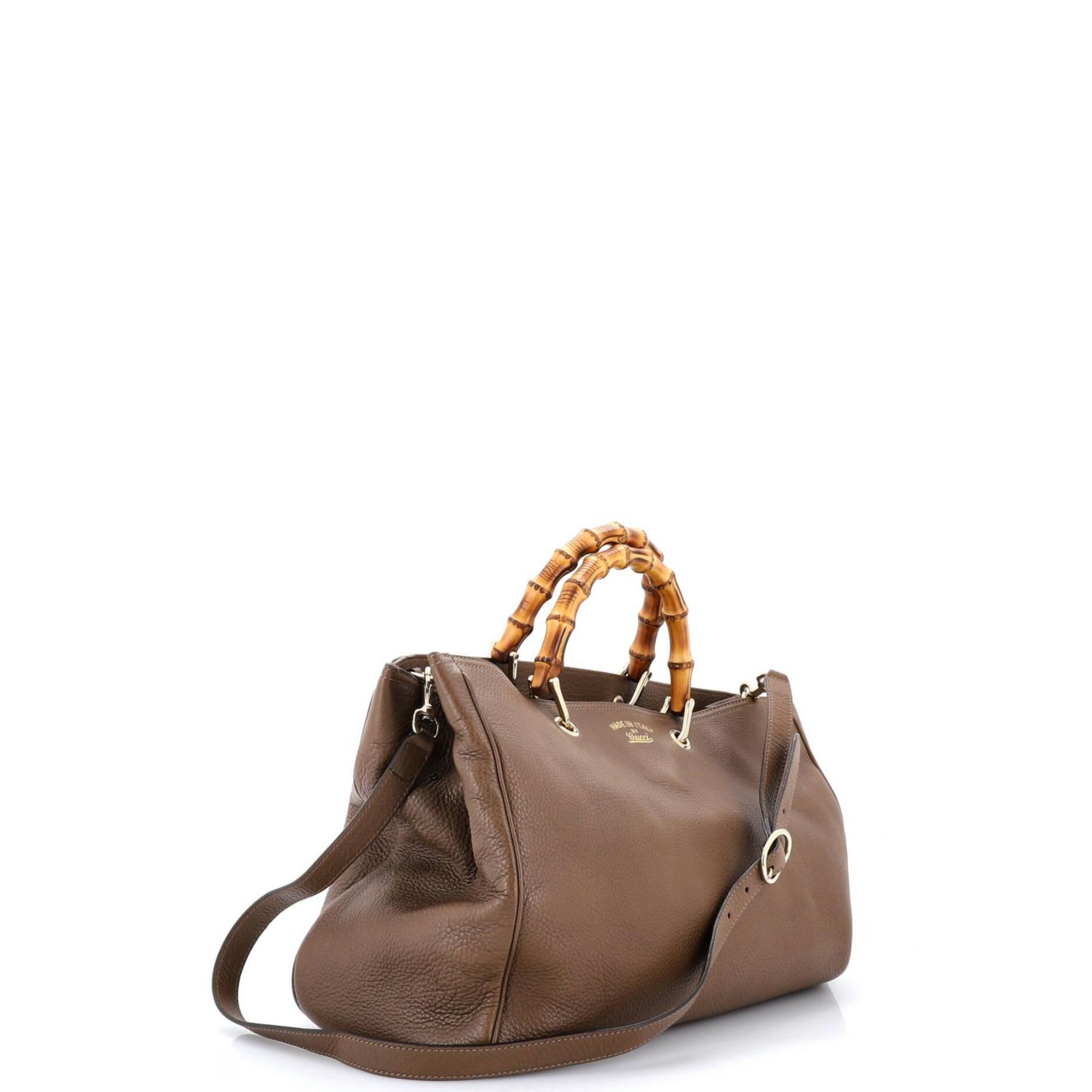 Large Bamboo Shopper Tote Leather