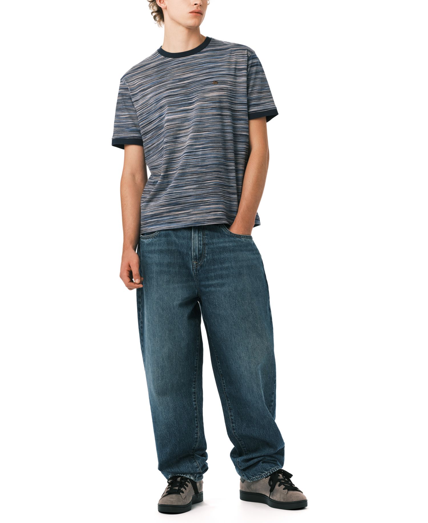 Men's Horizontal Stripe Pattern T-Shirt