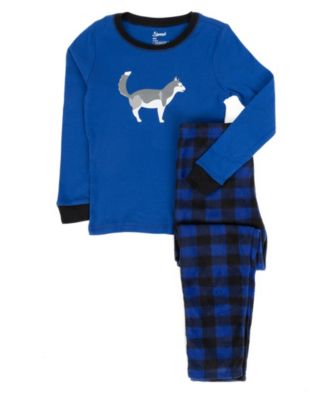 Toddler Matching Family Two-Piece Pajamas - Cotton Top and Fleece Plaid Pants