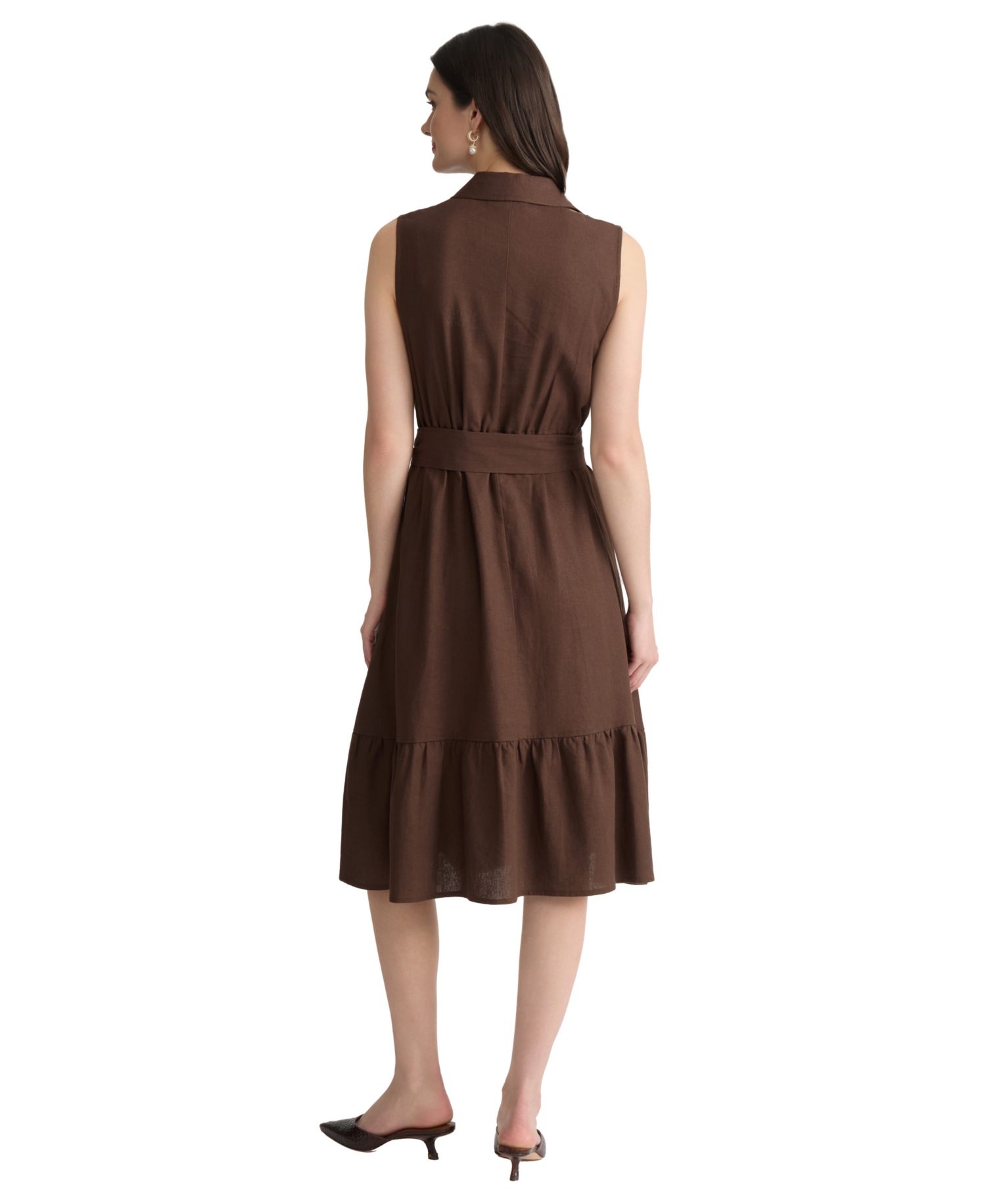 Petite Collared Neck Midi Shirt-Dress