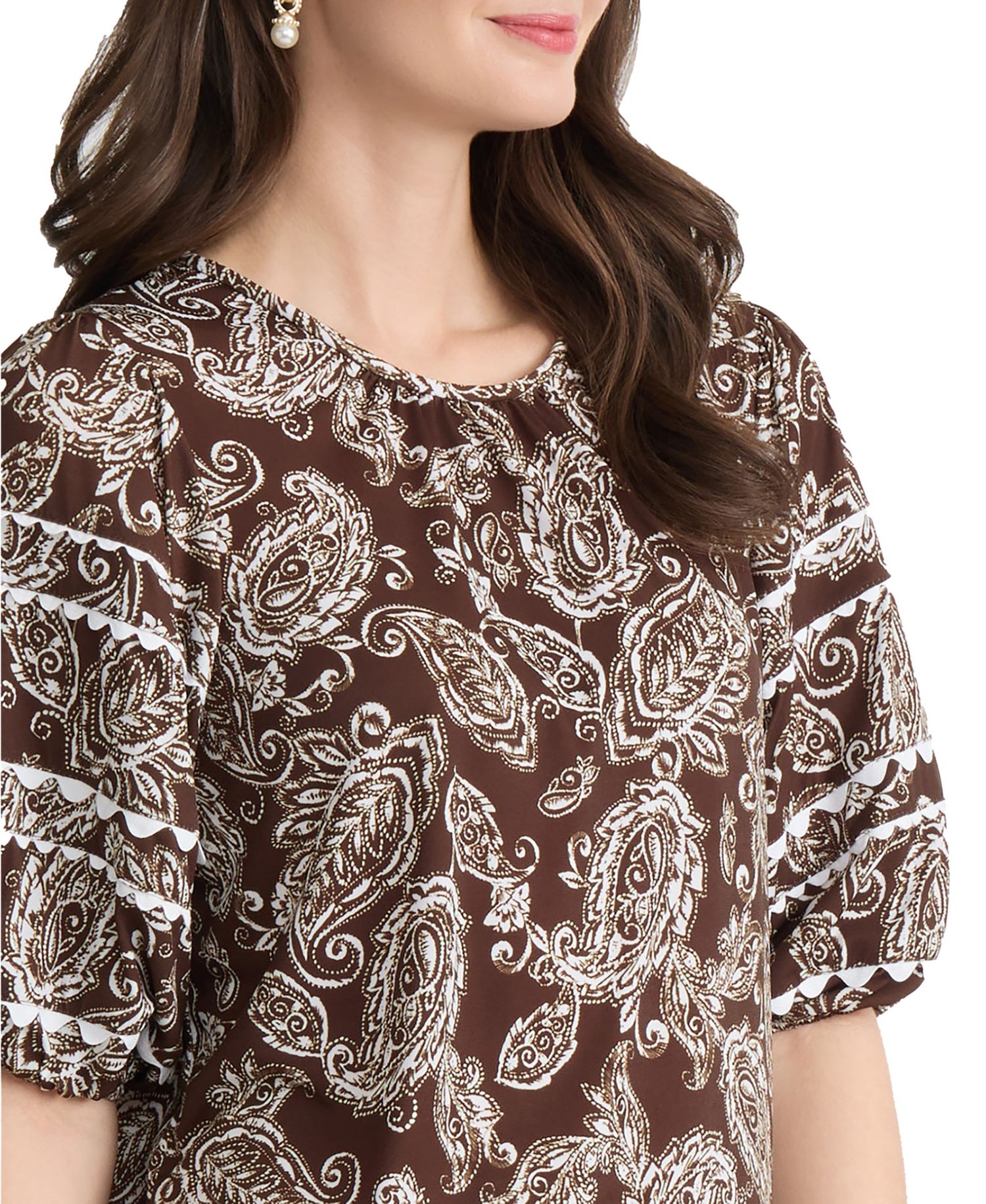 Petite Printed Crewneck Top