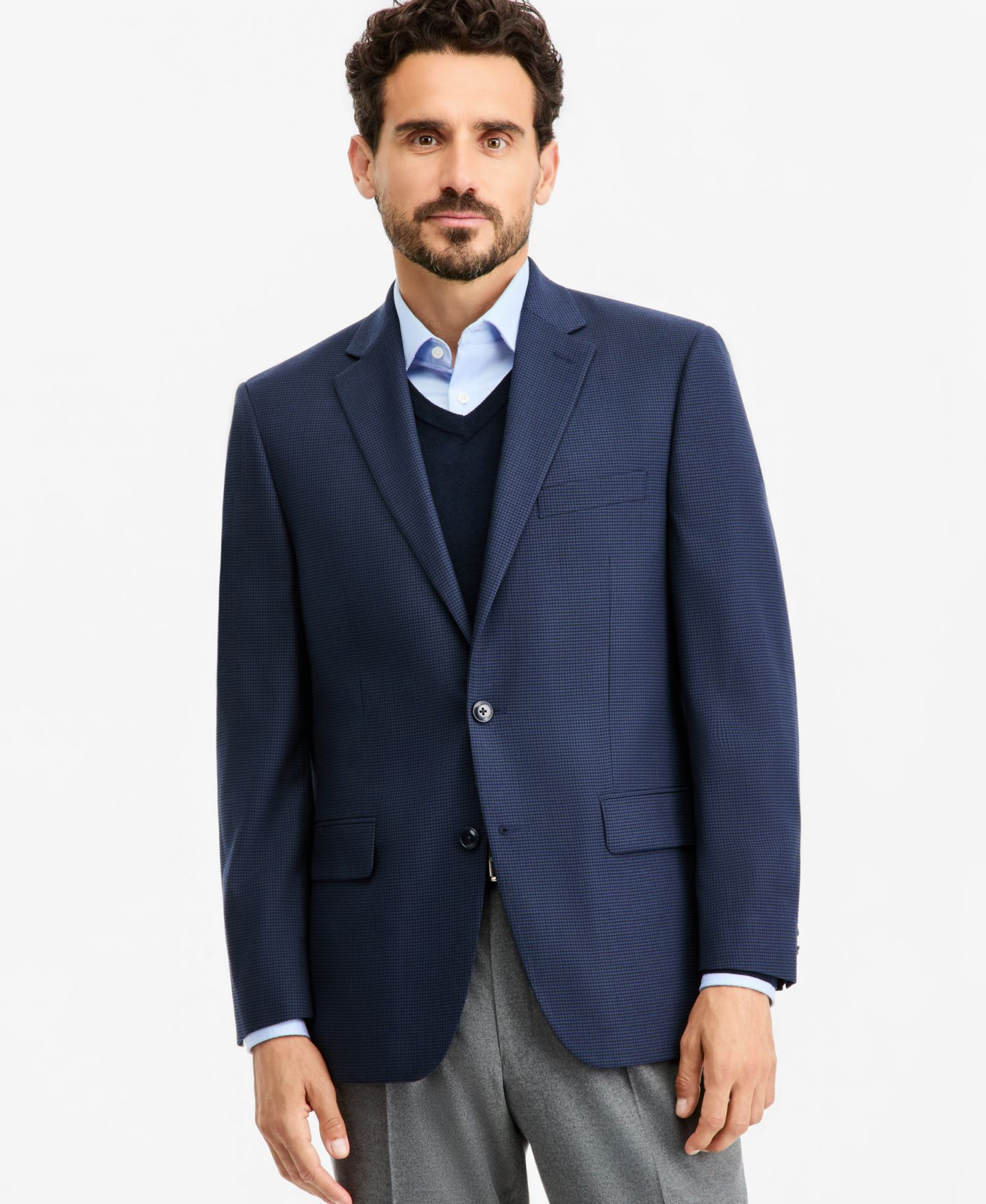 Мужской пиджак Michael Kors Classic-Fit Houndstooth Sport Coat, цвет: Тёмно-синий — фото 1