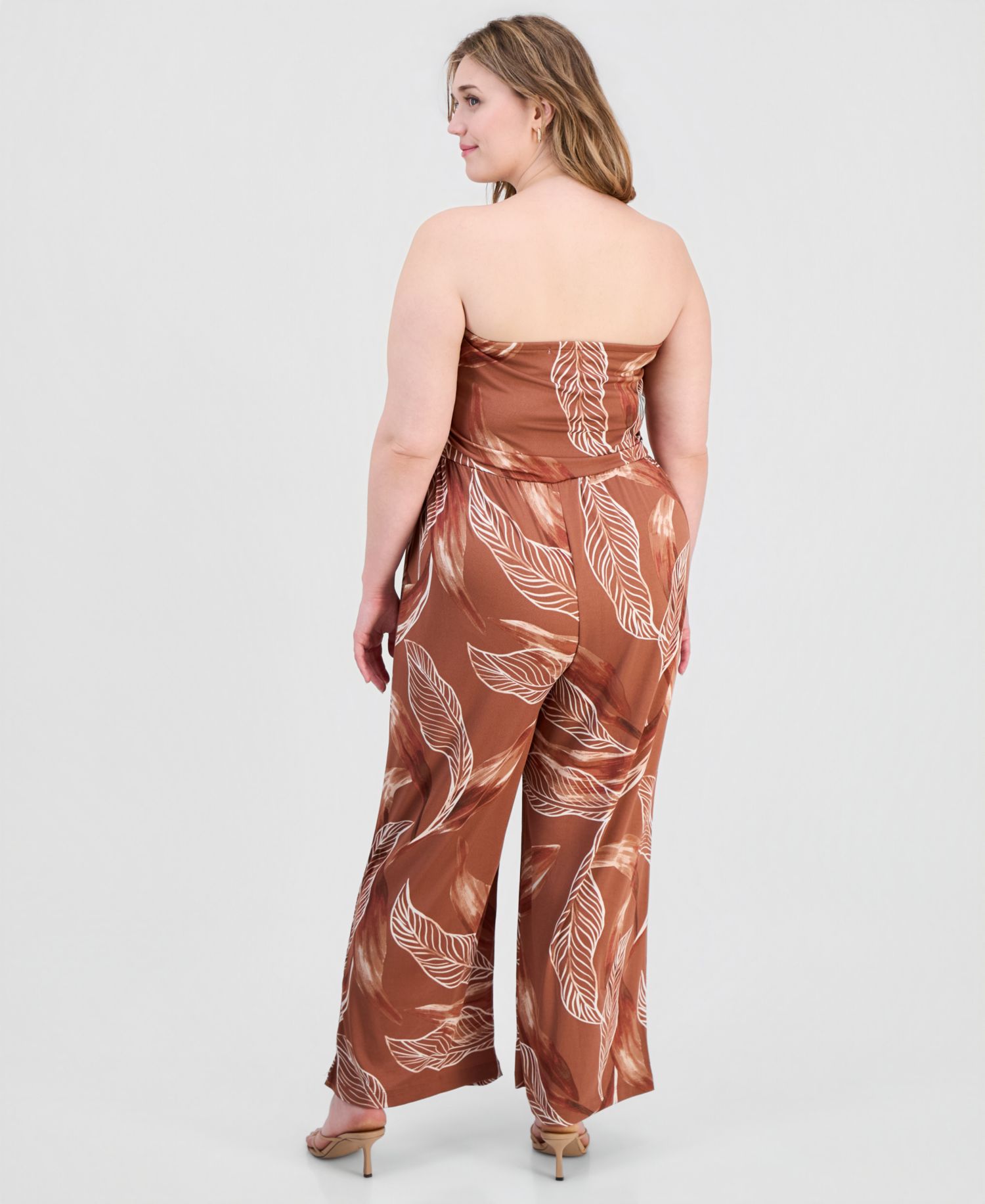 Trendy Plus Size Strapless Ruched Jumpsuit