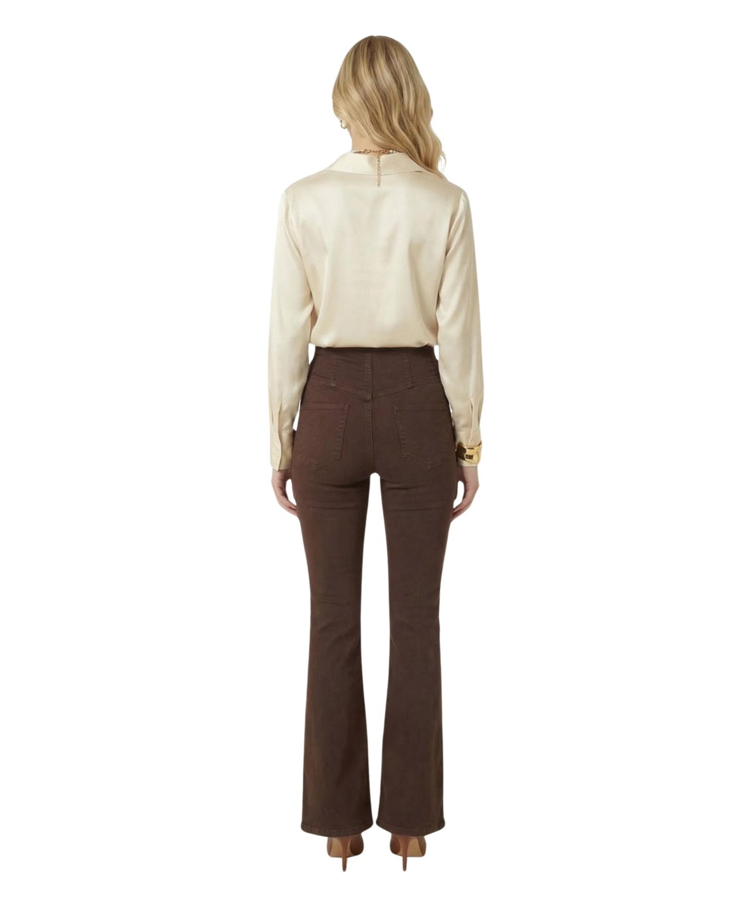 Женские брюки Modenaire High-Waist Button-Front Flare — фото 2