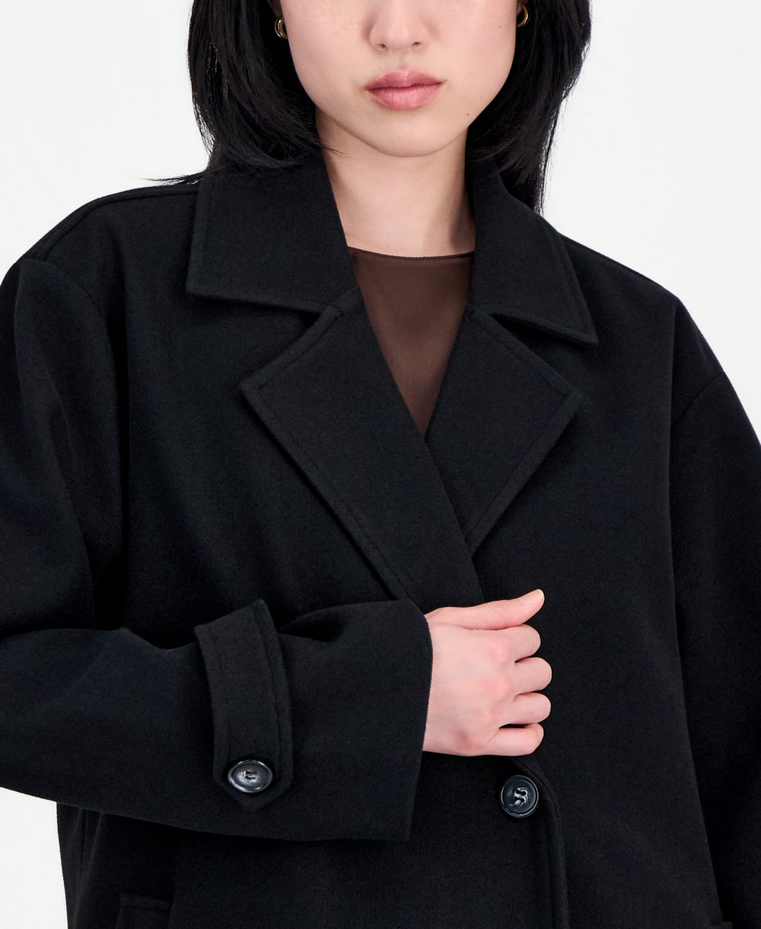 Women's Double-Breasted Patch-Pocket Maxi Coat