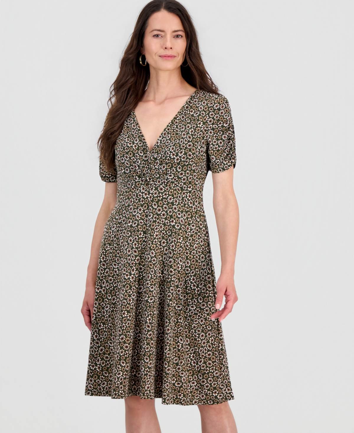 Connected Women's Printed Short-Sleeve A-Line Dress