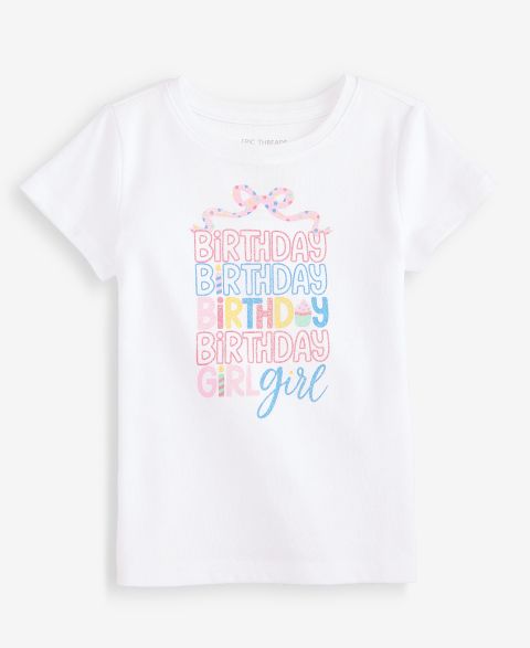 Футболка Epic Threads Birthday Girl Graphic T-Shirt для девочек-малышей, цвет: Яркий белый