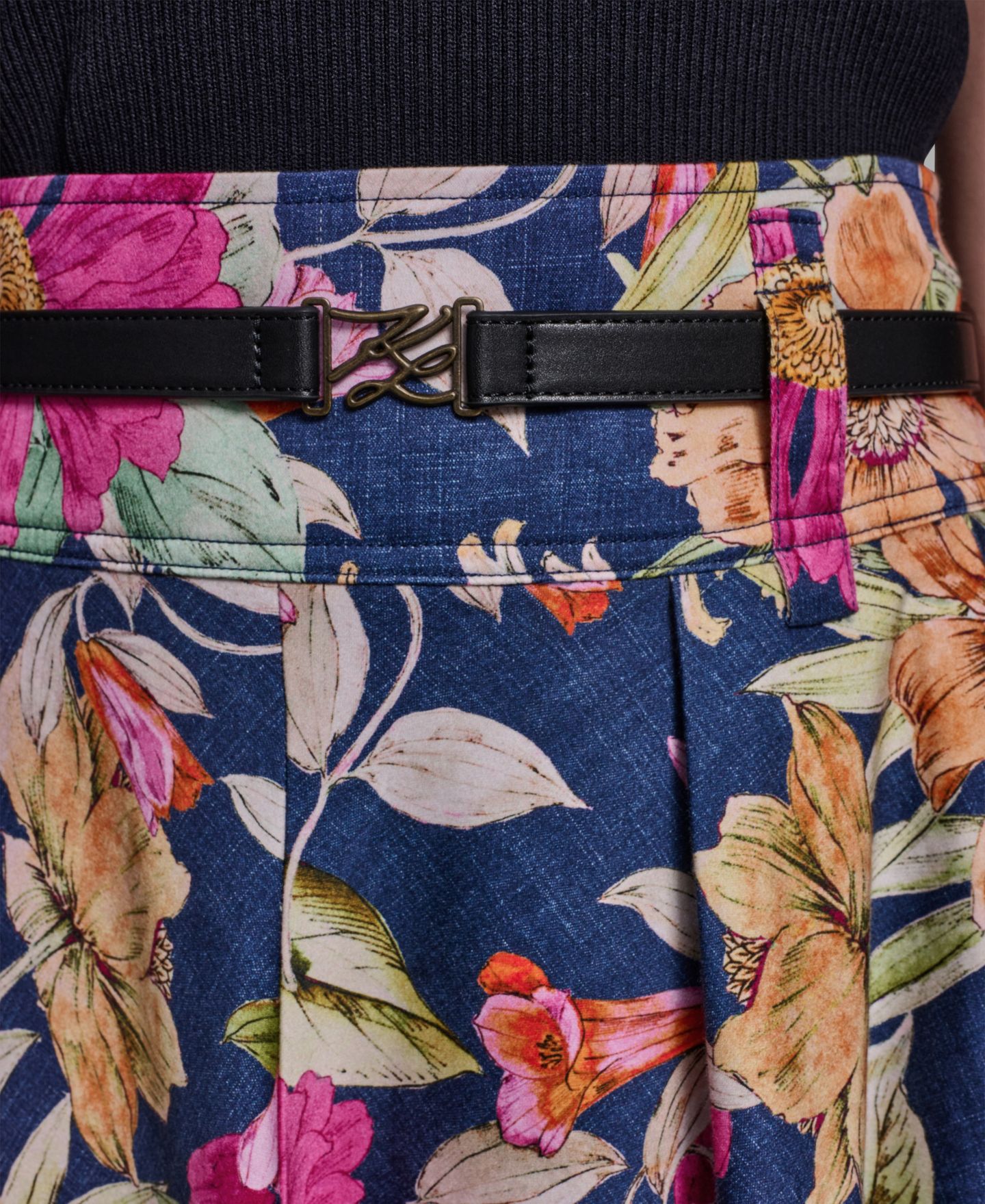 Женская юбка KARL LAGERFELD PARIS Printed Belted Midi, цвет: Пудровый разноцветный — фото 4