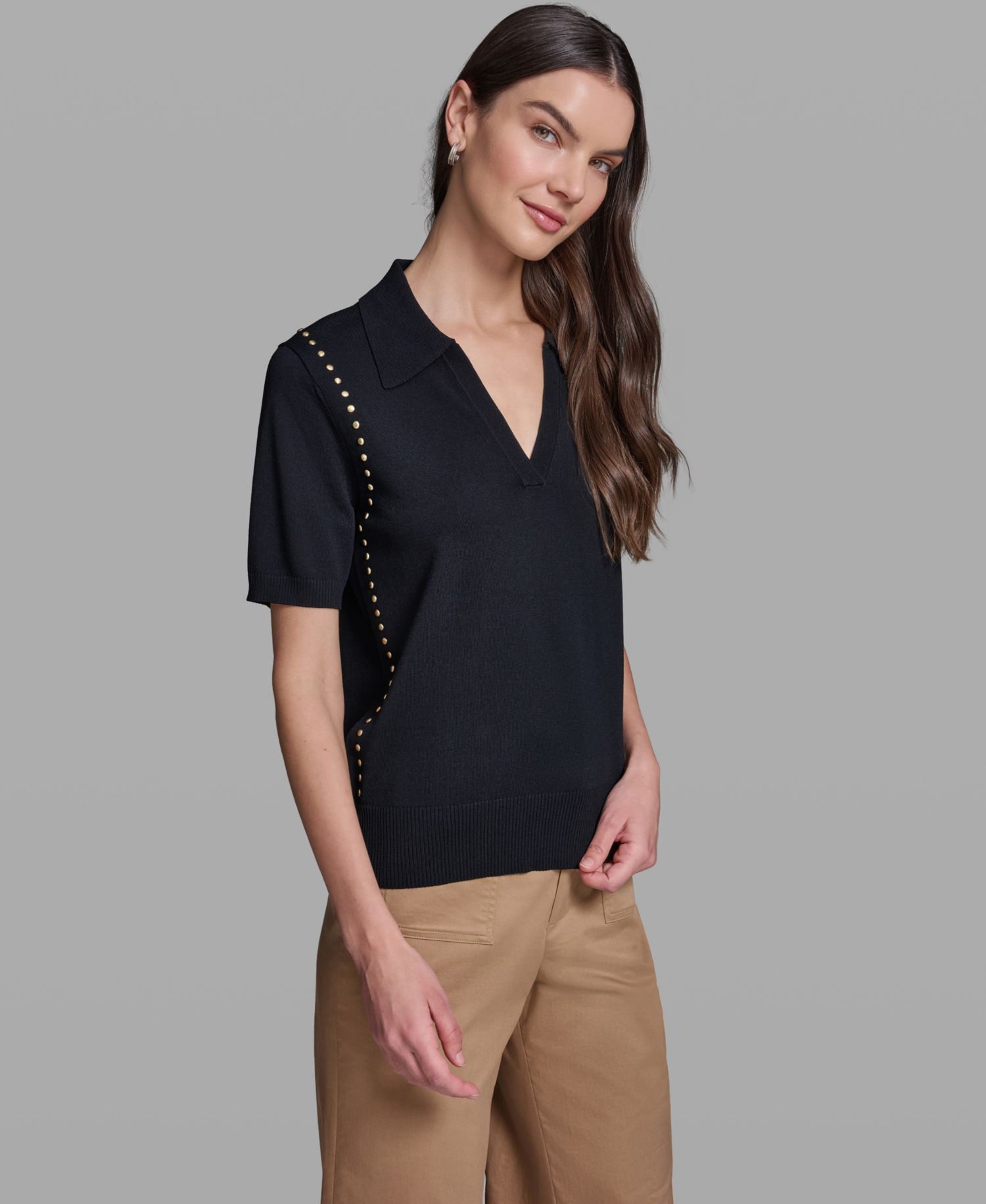 Women's Short-Sleeve Nailhead Trim Sweater