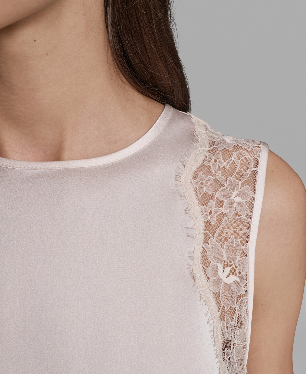 Karl Lagerfeld Paris Women's Sleeveless Lace Trim Cami Top