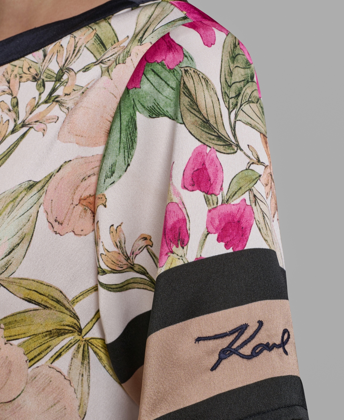 Karl Lagerfeld Paris Women's Short-Sleeve Floral Printed Top