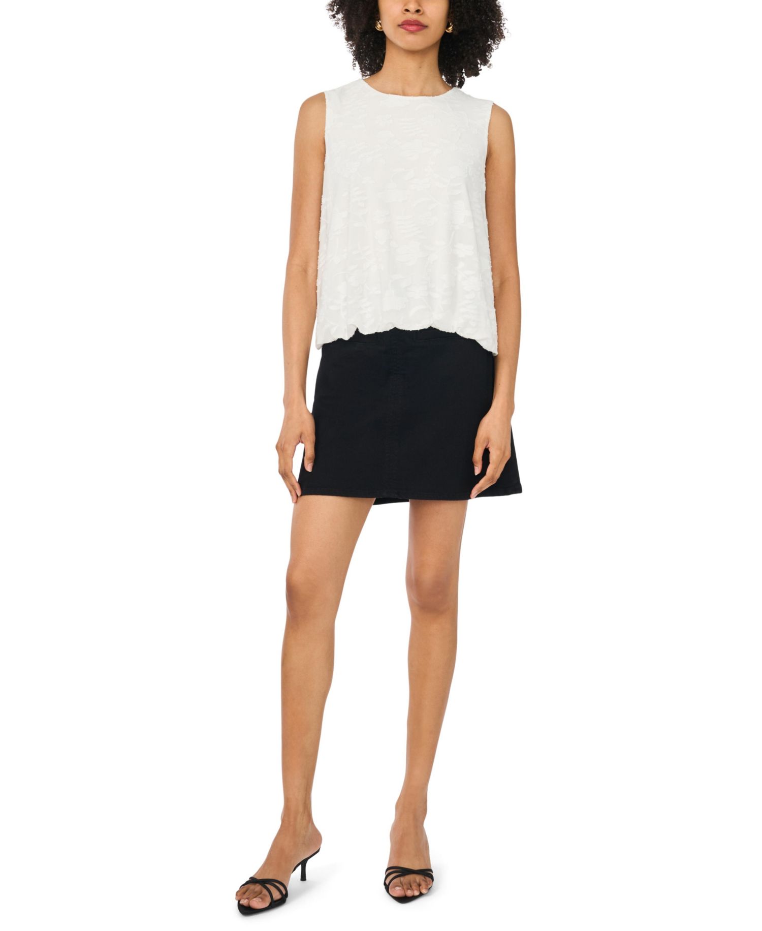 Women's Bubble Hem Crewneck Sleeveless Top