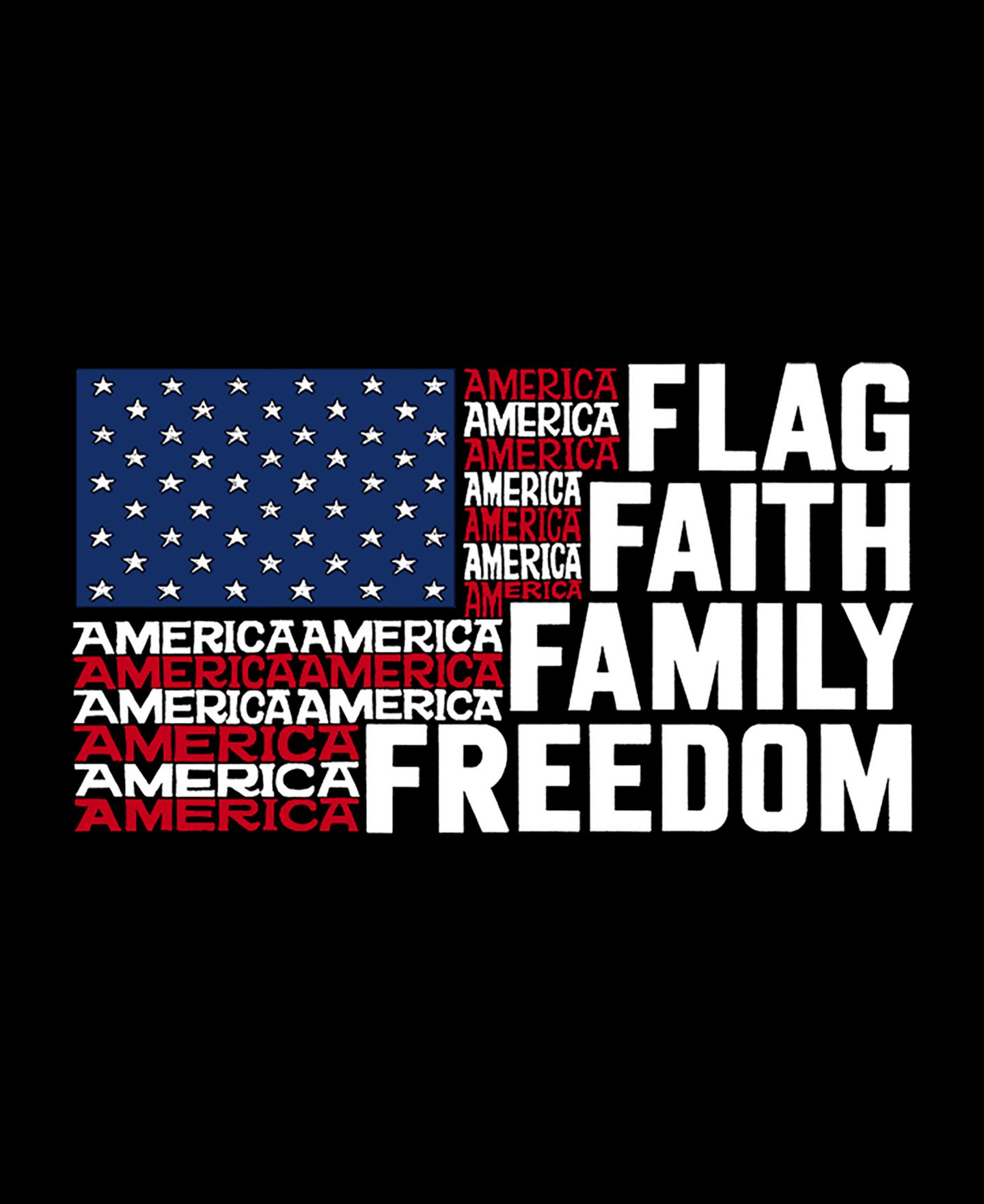 Мужская футболка LA Pop Art Flag Faith Family Freedom American Flag Word Art Long-Sleeve, цвет: Чёрный — фото 4