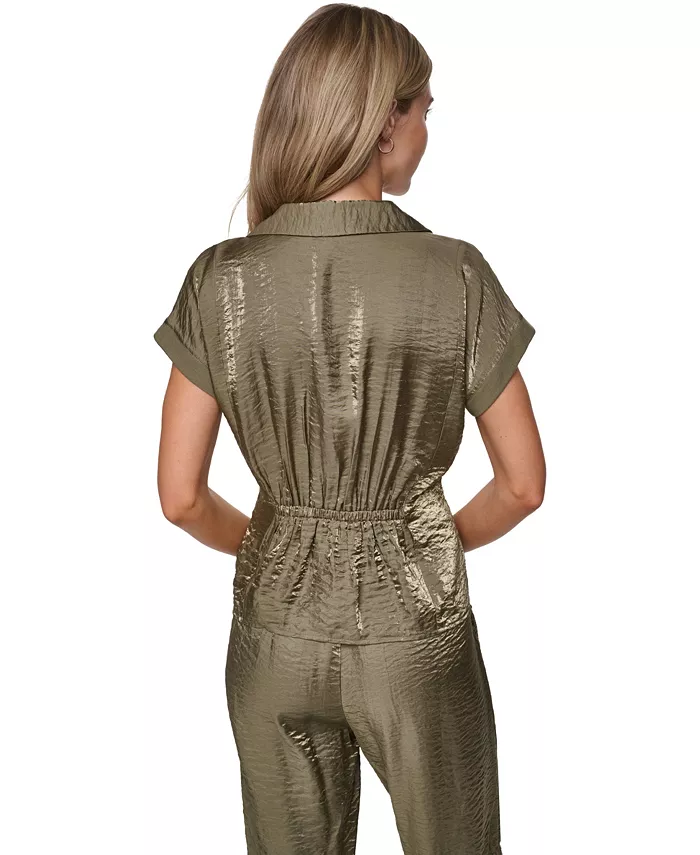 Women's Short-Sleeve Pleated Shirt - thumbnail 4