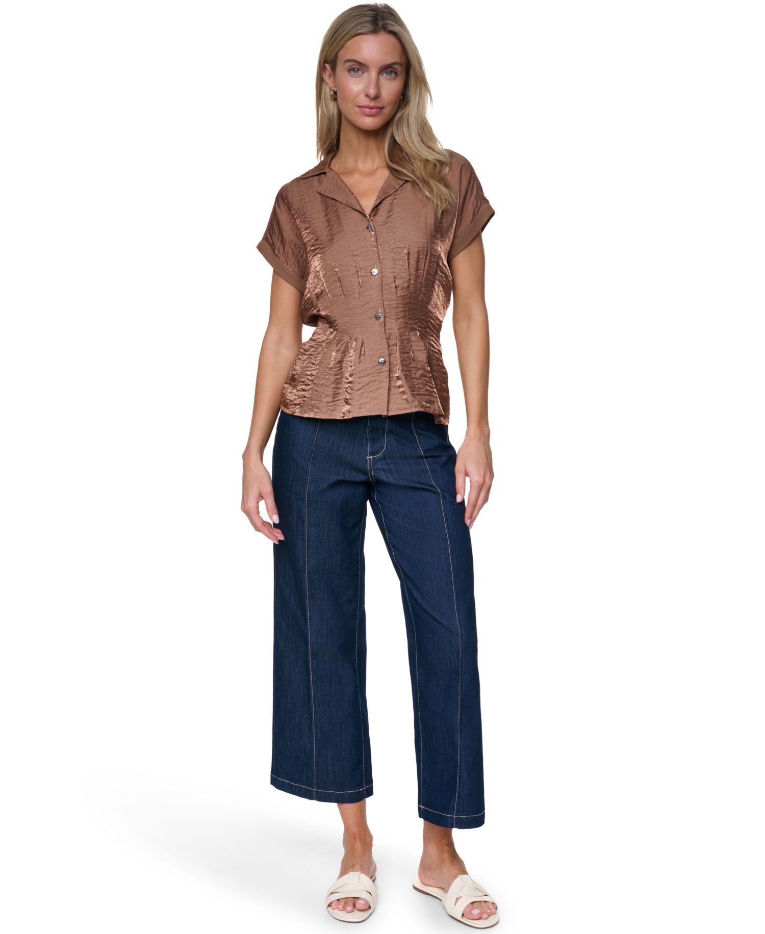 Women's Short-Sleeve Pleated Shirt