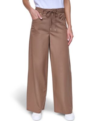 Women's Cotton-Blend Drawstring Relaxed-Fit Pants