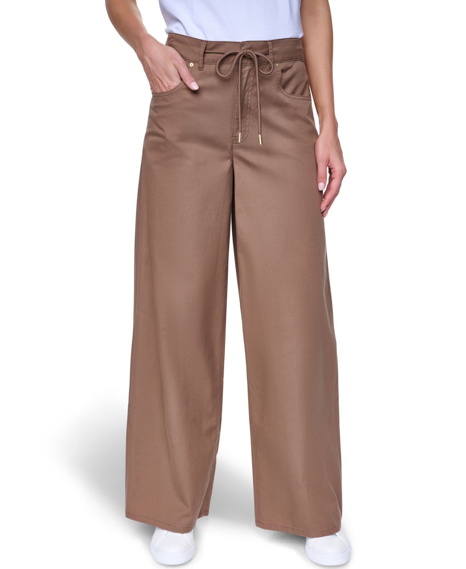 Women's Cotton-Blend Drawstring Relaxed-Fit Pants