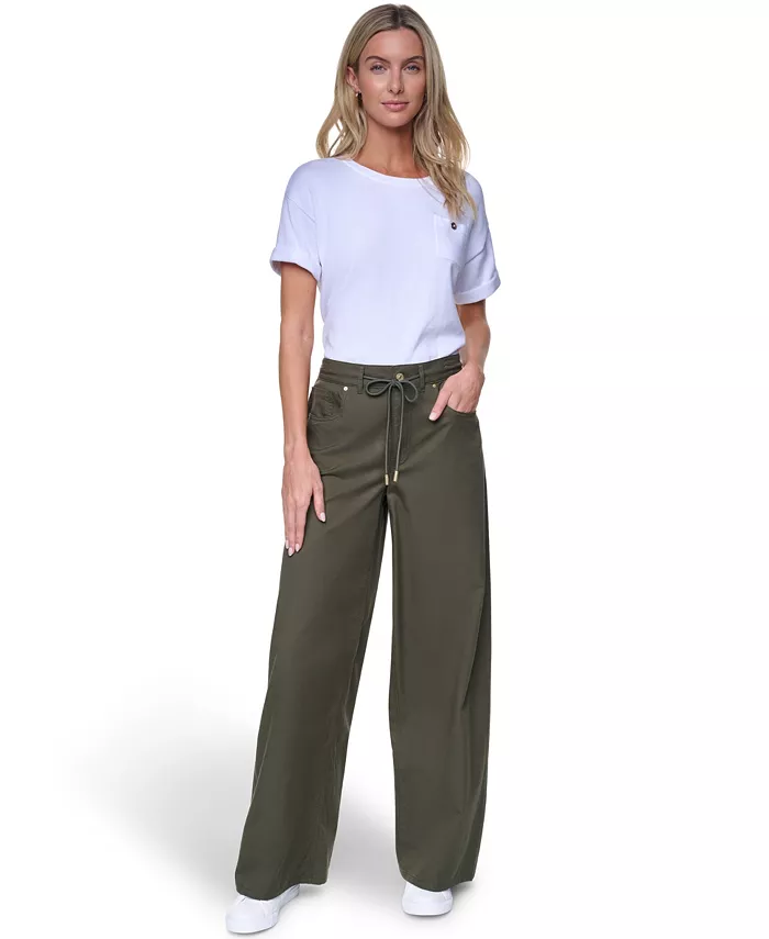 Women's Cotton-Blend Drawstring Relaxed-Fit Pants - thumbnail 2
