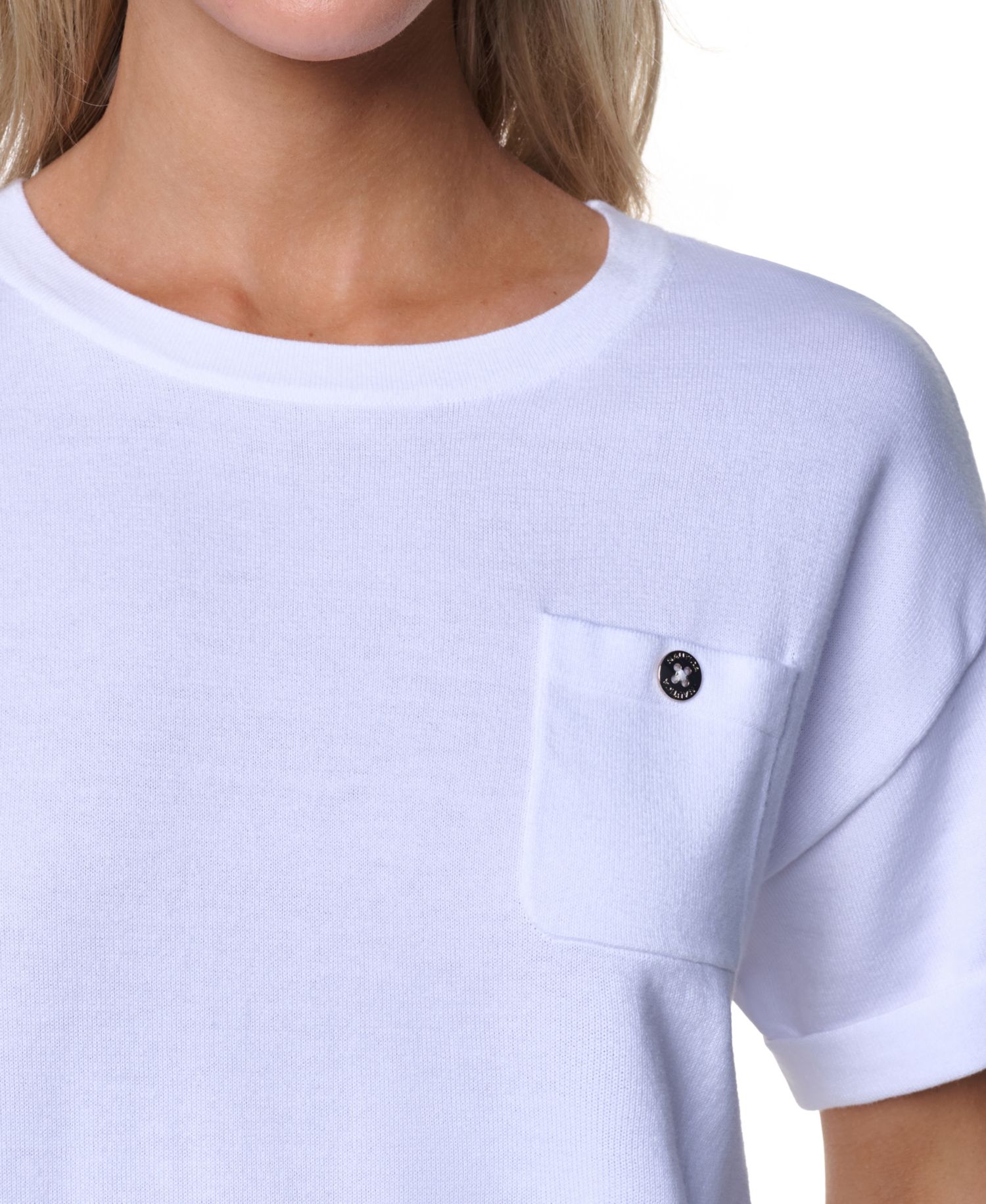 Women's Cotton Crewneck Short-Sleeve Sweater