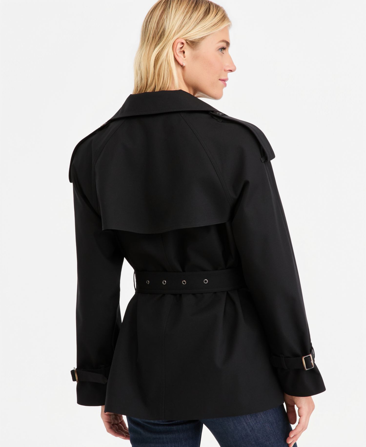 Women's Funnel-Neck Belted Trench Coat