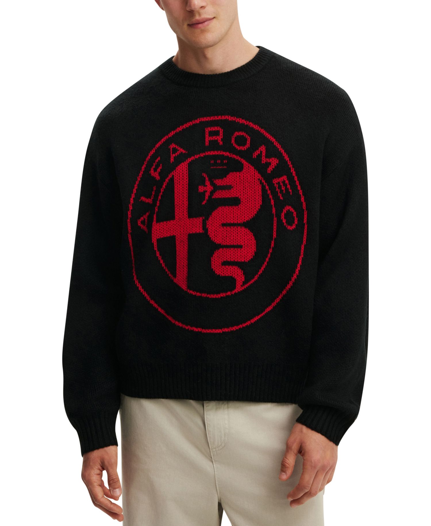 Men's Modern Box-Fit Crew Knit Long-Sleeve Sweater
